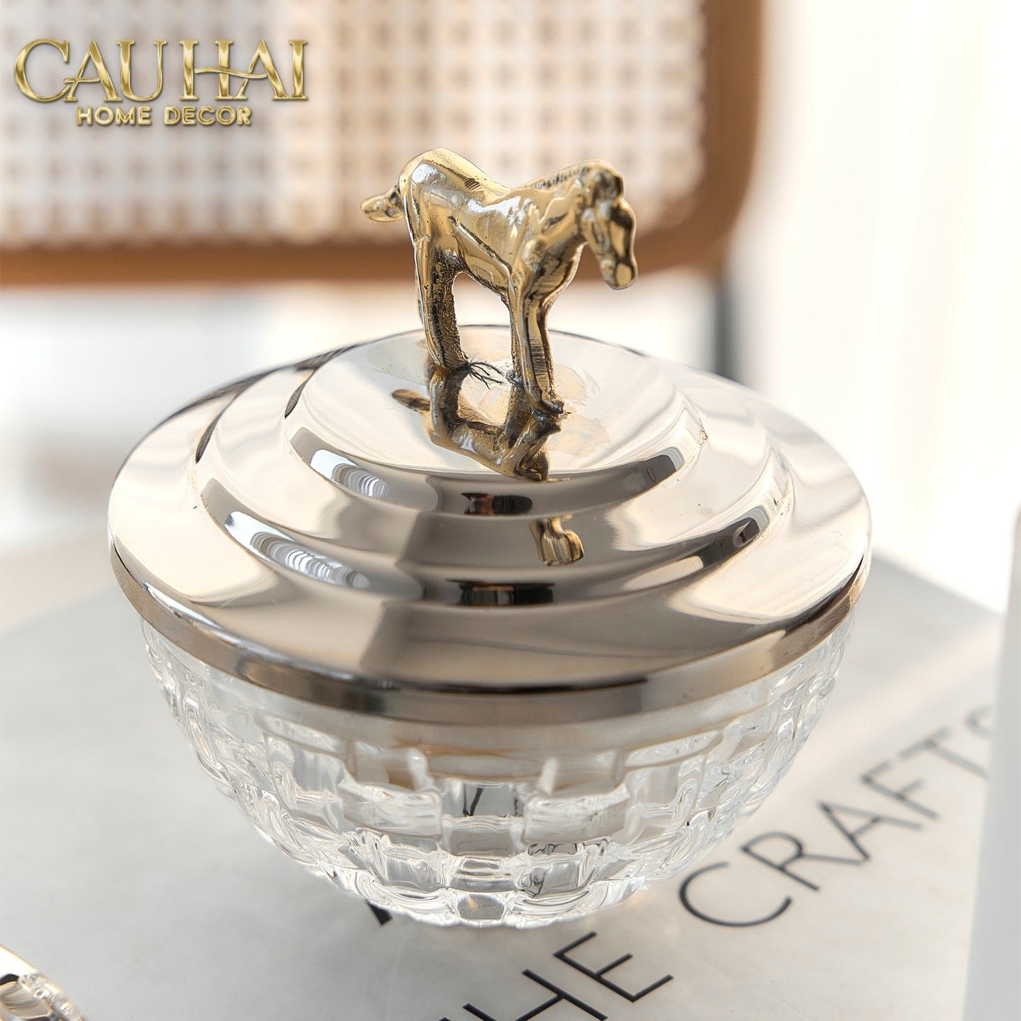Elysian Couture - Lọ Kẹo Ngựa Đồng Brasson Stallion Ashva Royale Candy Jar Indira Atélier 11.4x12.7-Lọ kẹo Canister Bonbonnière-CẬU HAI HOME DECOR