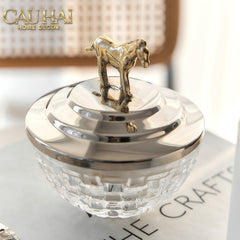 Elysian Couture - Lọ Kẹo Ngựa Đồng Brasson Stallion Ashva Royale Candy Jar Indira Atélier 11.4x12.7-Lọ kẹo Canister Bonbonnière-CẬU HAI HOME DECOR