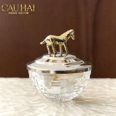 Elysian Couture - Lọ Kẹo Ngựa Đồng Brasson Stallion Ashva Royale Candy Jar Indira Atélier 11.4x12.7-Lọ kẹo Canister Bonbonnière-CẬU HAI HOME DECOR