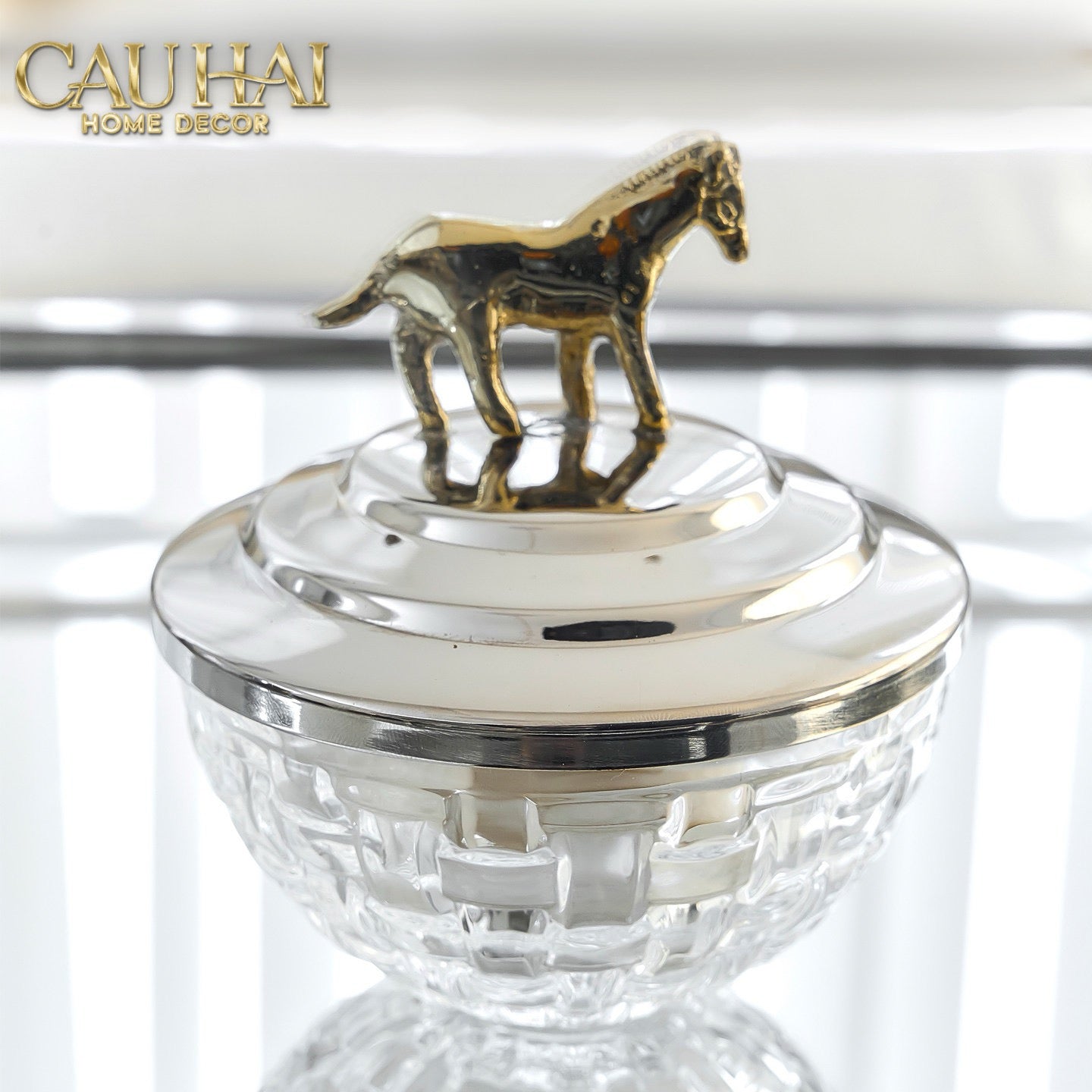 Elysian Couture - Lọ Kẹo Ngựa Đồng Brasson Stallion Ashva Royale Candy Jar Indira Atélier 11.4x12.7-Lọ kẹo Canister Bonbonnière-CẬU HAI HOME DECOR