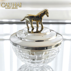 Elysian Couture - Lọ Kẹo Ngựa Đồng Brasson Stallion Ashva Royale Candy Jar Indira Atélier 11.4x12.7-Lọ kẹo Canister Bonbonnière-CẬU HAI HOME DECOR