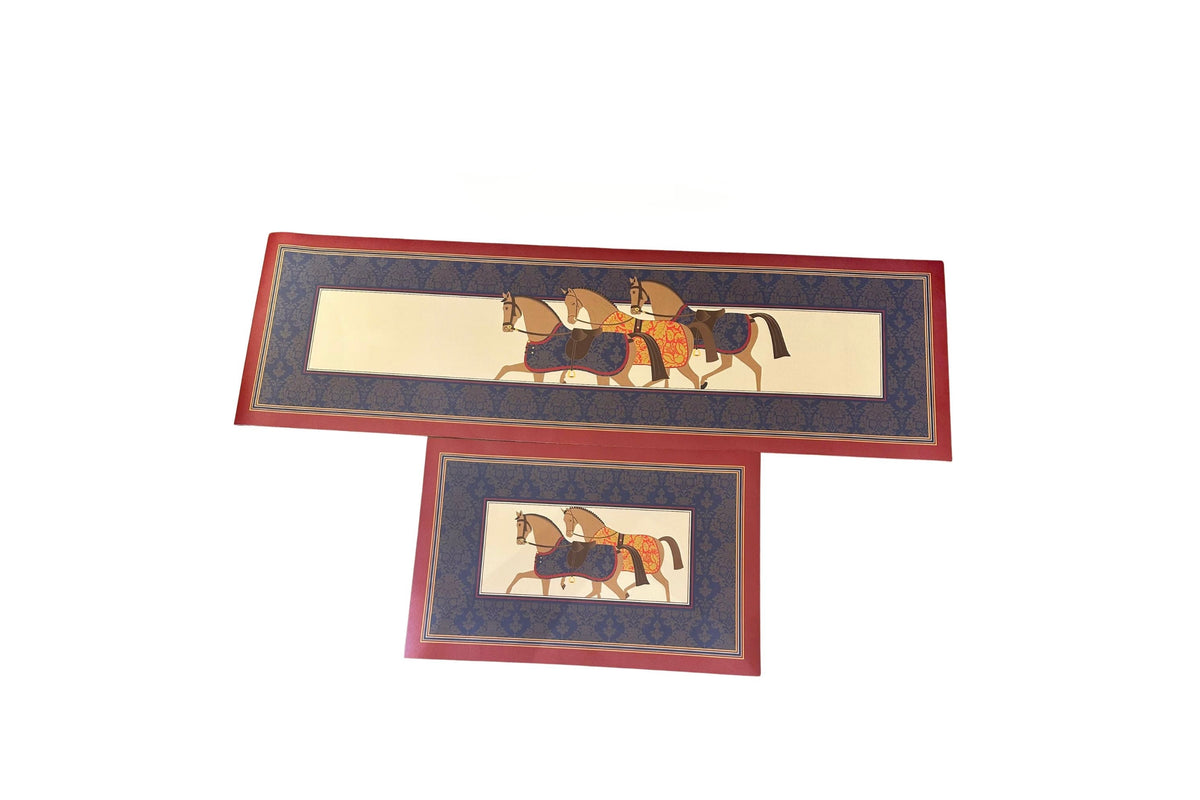 Set Thảm Bếp Micro Nappa Gen 8 Équestre Bordeaux Marine 45*75/45*150
