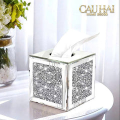 Haute Folie - Hộp Khăn Giấy Vuông Mặt Gương — Starlight Mirrored Tissue Box 14x14-HỘP KHĂN GIẤY-CẬU HAI HOME DECOR