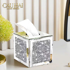 Haute Folie - Hộp Khăn Giấy Vuông Mặt Gương — Starlight Mirrored Tissue Box 14x14-HỘP KHĂN GIẤY-CẬU HAI HOME DECOR