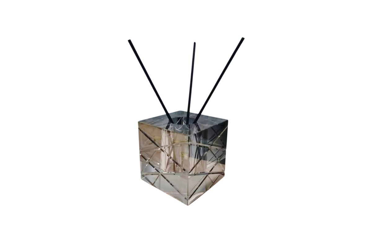 Home Fragrance - Lọ Khuếch Tán Tinh Dầu Cristalleries Cannage Facetté Smoky Gris 7x7x7-Lọ Đựng Tinh Dầu Khuếch Tán-CẬU HAI HOME DECOR-CẬU HAI HOME DECOR