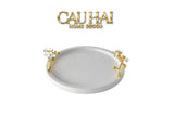 Maison Couture - Khay Đá Marble Tròn Haute Orchid Golden Branches Decorative Trays D32