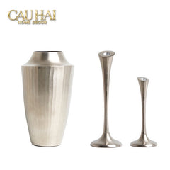 Indira Maison Couture - Bình Hoa Hợp Kim Metalic Platinum Fluted Silhouette Vase 17x6.9x30-BÌNH HOA-CẬU HAI HOME DECOR