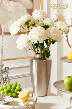 Indira Maison Couture - Bình Hoa Hợp Kim Metalic Platinum Fluted Silhouette Vase 17x6.9x30-BÌNH HOA-CẬU HAI HOME DECOR