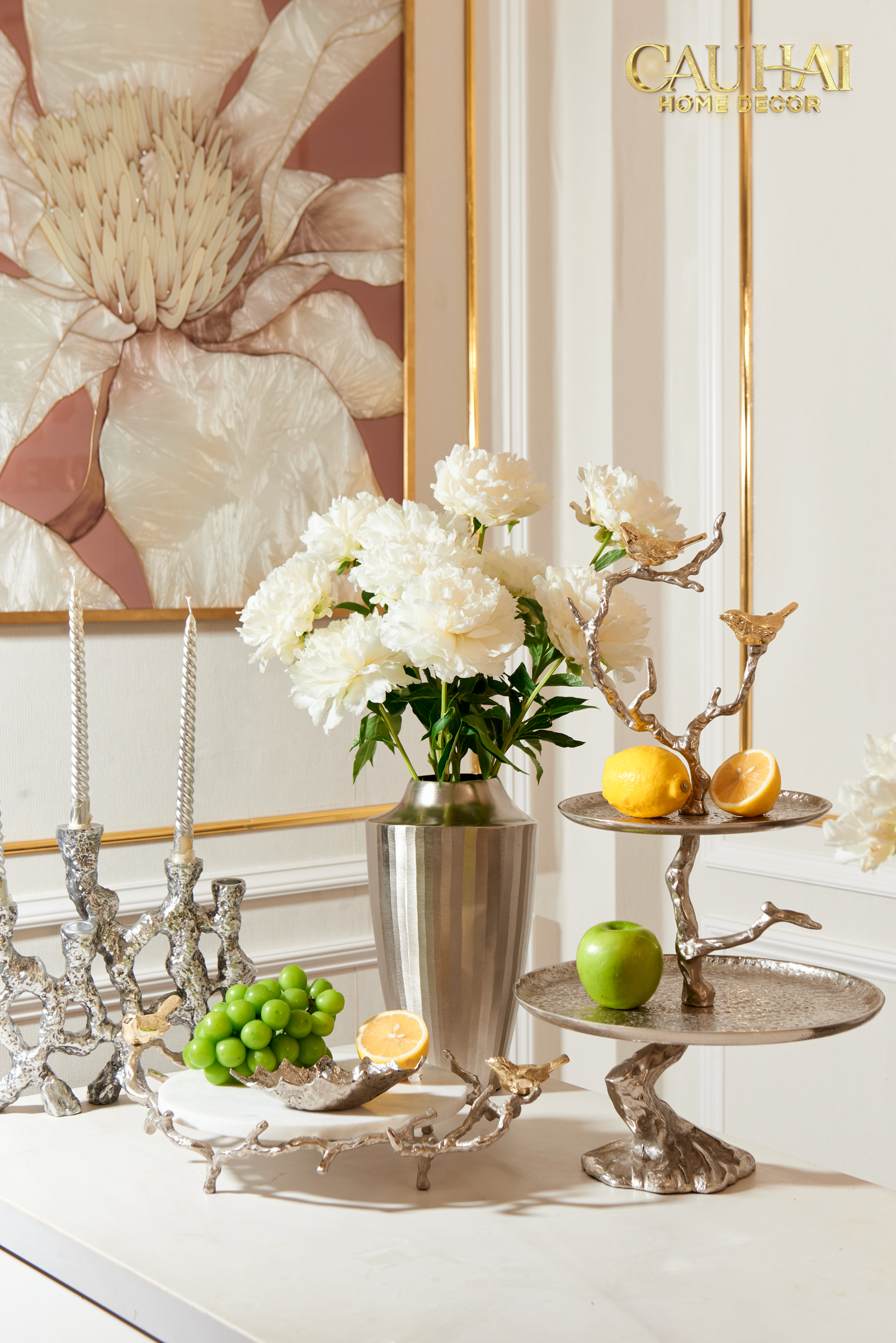 Indira Maison Couture - Bình Hoa Hợp Kim Metalic Platinum Fluted Silhouette Vase 17x6.9x30-BÌNH HOA-CẬU HAI HOME DECOR