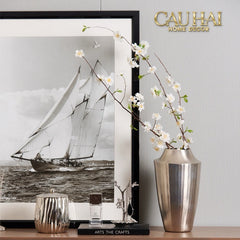 Indira Maison Couture - Bình Hoa Hợp Kim Metalic Platinum Fluted Silhouette Vase 17x6.9x30-BÌNH HOA-CẬU HAI HOME DECOR