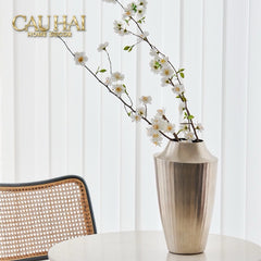 Indira Maison Couture - Bình Hoa Hợp Kim Metalic Platinum Fluted Silhouette Vase 17x6.9x30-BÌNH HOA-CẬU HAI HOME DECOR