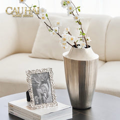 Indira Maison Couture - Bình Hoa Hợp Kim Metalic Platinum Fluted Silhouette Vase 17x6.9x30-BÌNH HOA-CẬU HAI HOME DECOR