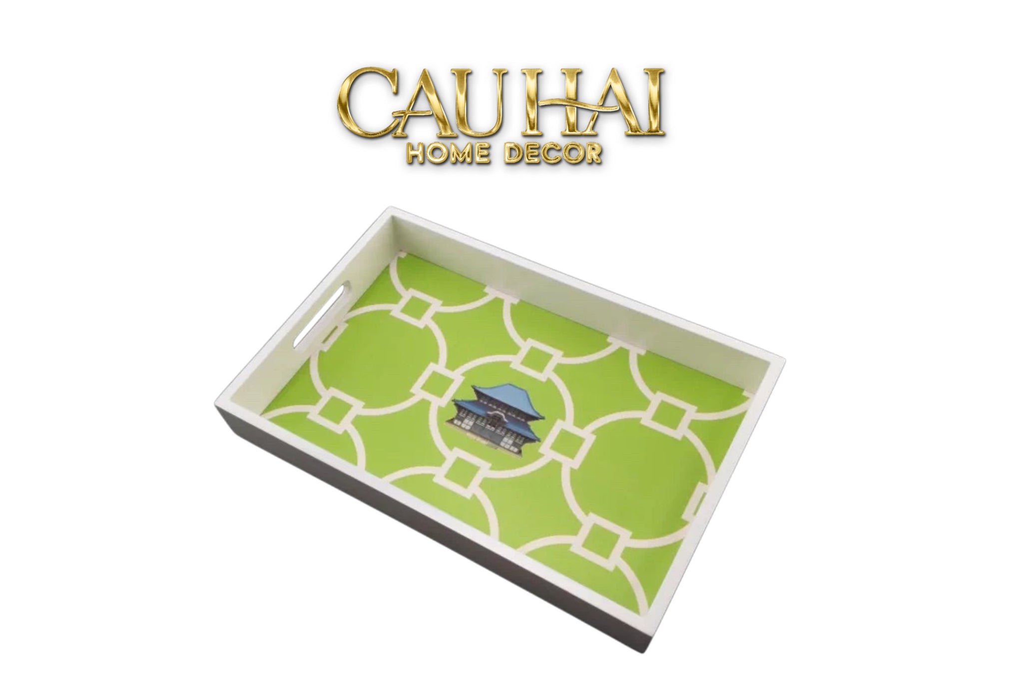 Khay Gỗ Chữ Nhật Palm Court Ceramic Indigo 38x25x5-KHAY TRANG TRÍ-CẬU HAI HOME DECOR