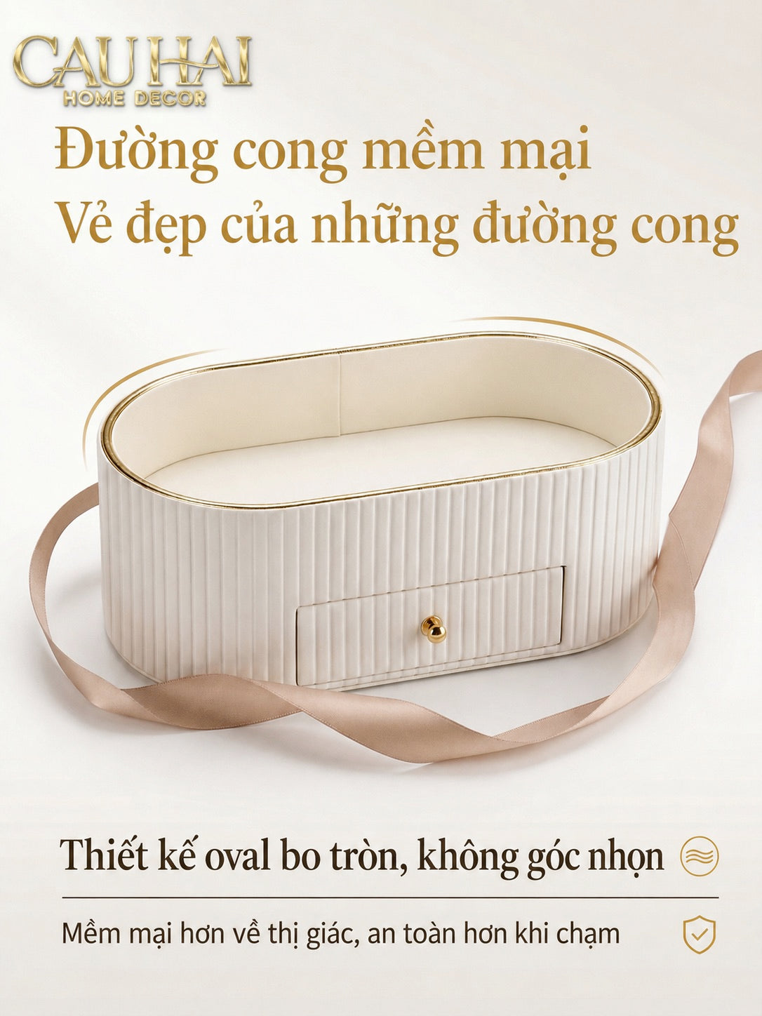 Khay Trang Sức Oval Stag Antler Atelier Cream 28.5x15.3x10-Khay Trang Sức-CẬU HAI HOME DECOR