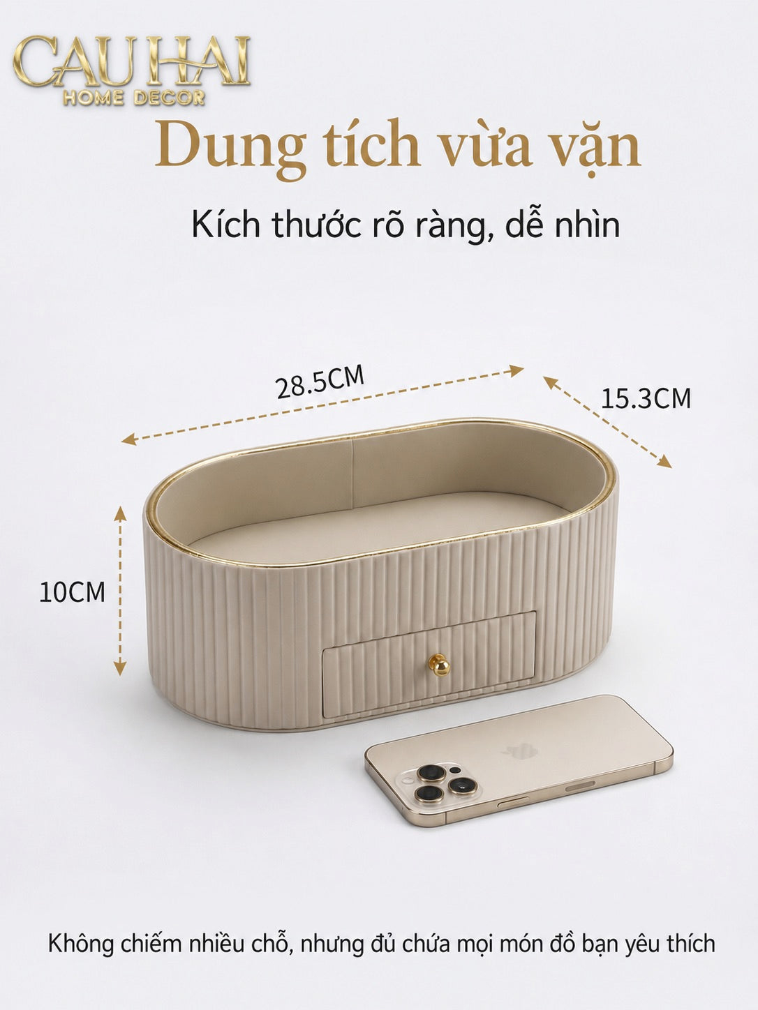 Khay Trang Sức Oval Stag Antler Atelier Cream 28.5x15.3x10-Khay Trang Sức-CẬU HAI HOME DECOR
