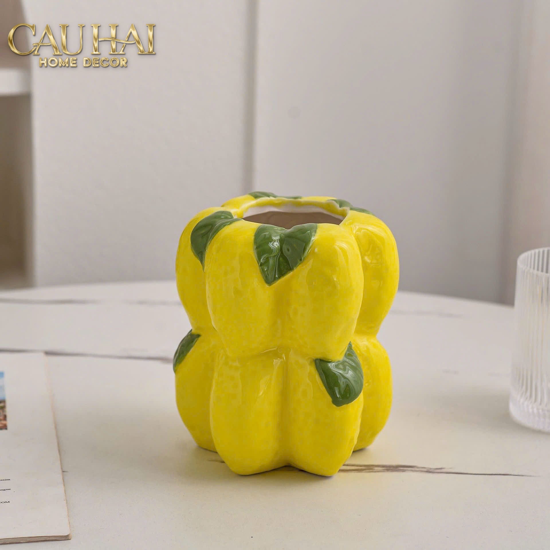 La Sicilia Royale - Set 2 Bình Gốm Sứ Chanh Vàng — Citrine Bloom Ceramic Pair-BÌNH GỐM SỨ-CẬU HAI HOME DECOR