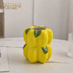 La Sicilia Royale - Set 2 Bình Gốm Sứ Chanh Vàng — Citrine Bloom Ceramic Pair-BÌNH GỐM SỨ-CẬU HAI HOME DECOR