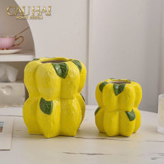 La Sicilia Royale - Set 2 Bình Gốm Sứ Chanh Vàng — Citrine Bloom Ceramic Pair-BÌNH GỐM SỨ-CẬU HAI HOME DECOR