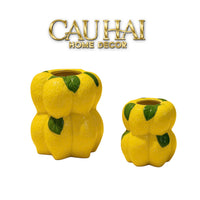 La Sicilia Royale - Set 2 Bình Gốm Sứ Chanh Vàng — Citrine Bloom Ceramic Pair-BÌNH GỐM SỨ-CẬU HAI HOME DECOR
