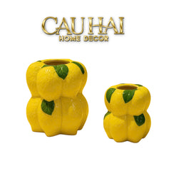 La Sicilia Royale - Set 2 Bình Gốm Sứ Chanh Vàng — Citrine Bloom Ceramic Pair-BÌNH GỐM SỨ-CẬU HAI HOME DECOR