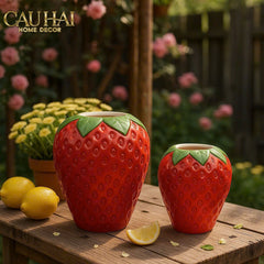 La Sicilia Royale - Set 2 Bình Gốm Sứ Dâu Tây — Fraise Couture Ceramic Pair-BÌNH GỐM SỨ-CẬU HAI HOME DECOR
