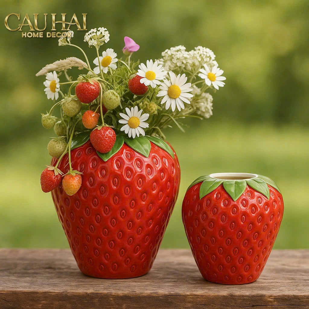 La Sicilia Royale - Set 2 Bình Gốm Sứ Dâu Tây — Fraise Couture Ceramic Pair-BÌNH GỐM SỨ-CẬU HAI HOME DECOR