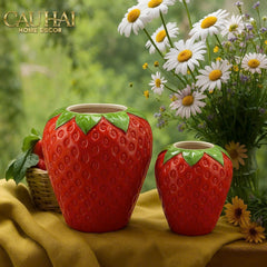 La Sicilia Royale - Set 2 Bình Gốm Sứ Dâu Tây — Fraise Couture Ceramic Pair-BÌNH GỐM SỨ-CẬU HAI HOME DECOR