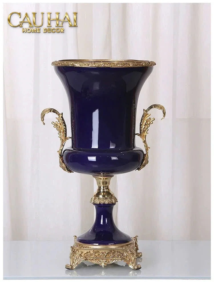Maison Couture - Bình Hoa Imperium Empire Divin Vase - Column Urn Seraphim – Imperial Cobalt H56x22x29-BÌNH HOA-CẬU HAI HOME DECOR