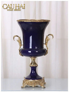 Maison Couture - Bình Hoa Imperium Empire Divin Vase - Column Urn Seraphim – Imperial Cobalt H56x22x29-BÌNH HOA-CẬU HAI HOME DECOR