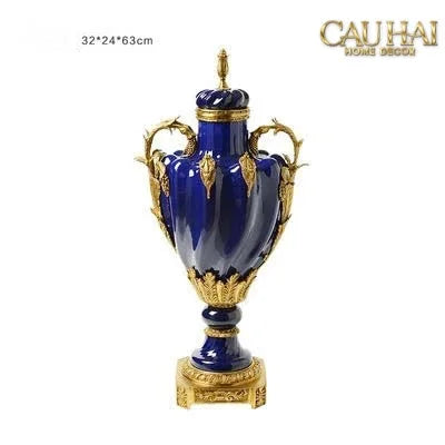 Maison Couture - Bình Hoa Imperium Empire Divin Vase - Column Urn Seraphim – Imperial Cobalt H56x22x29-BÌNH HOA-CẬU HAI HOME DECOR