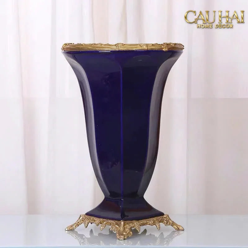 Maison Couture - Bình Hoa Imperium Empire Divin Vase - Column Urn Seraphim – Imperial Cobalt H56x22x29-BÌNH HOA-CẬU HAI HOME DECOR