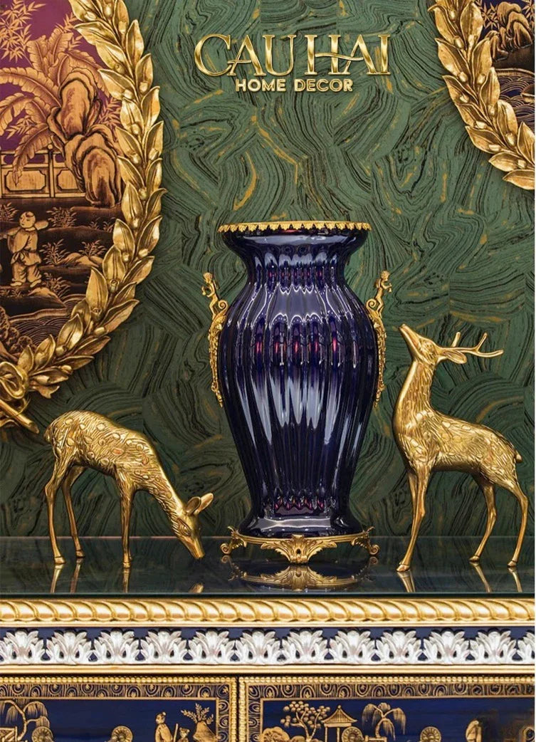 Maison Couture - Bình Hoa Imperium Empire Divin Vase - Column Urn Seraphim – Imperial Cobalt H56x22x29-BÌNH HOA-CẬU HAI HOME DECOR