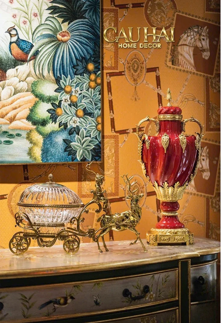 Maison Couture - Bình Hoa Imperium Empire Divin Vase - Column Urn Seraphim – Imperial Cobalt H56x22x29-BÌNH HOA-CẬU HAI HOME DECOR