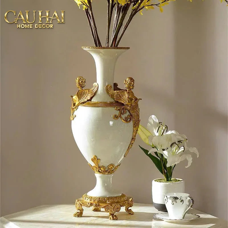 Maison Couture - Bình Hoa Imperium Empire Divin Vase - Column Urn Seraphim – Imperial Cobalt H56x22x29-BÌNH HOA-CẬU HAI HOME DECOR