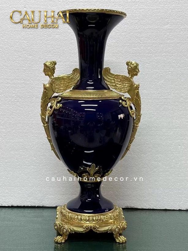 Maison Couture - Bình Hoa Imperium Empire Divin Vase - Column Urn Seraphim – Imperial Cobalt H56x22x29-BÌNH HOA-CẬU HAI HOME DECOR