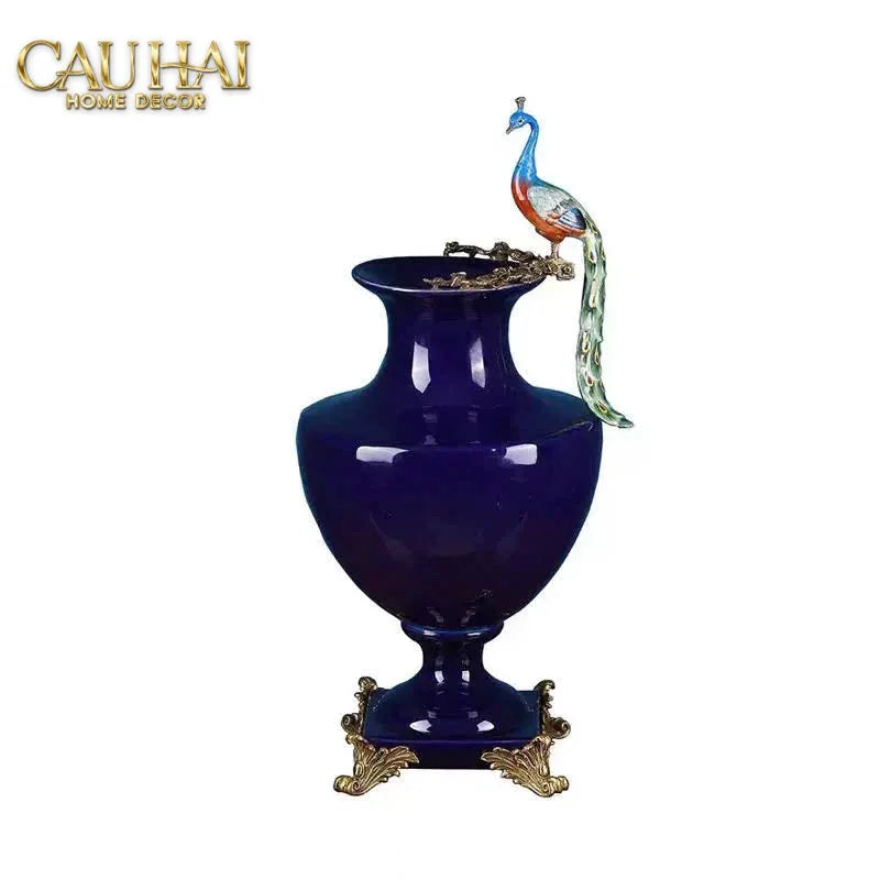 Maison Couture - Bình Hoa Imperium Empire Divin Vase - Column Urn Seraphim – Imperial Cobalt H56x22x29-BÌNH HOA-CẬU HAI HOME DECOR