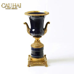 Maison Couture - Bình Hoa Imperium Empire Divin Vase - Column Urn Seraphim – Imperial Cobalt H56x22x29-BÌNH HOA-CẬU HAI HOME DECOR