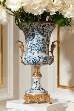 Maison Couture - Bình Hoa Imperium Empire Divine Vase - Indochine Revival Floréal Bleu Urn H40x28x23-BÌNH HOA-CẬU HAI HOME DECOR