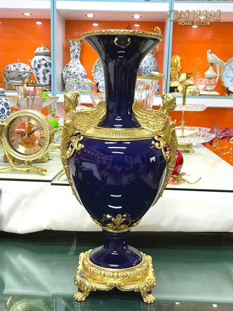 Maison Couture - Bình Hoa Imperium Empire Divine Vase - Laurel Amphora Miniature – Imperial Cobalt 30x21x21-BÌNH HOA-CẬU HAI HOME DECOR