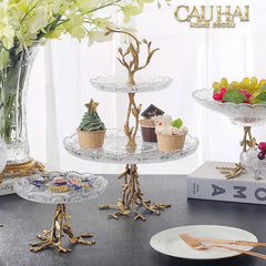 Maison Couture - Đĩa Pha Lê 2 Tầng Thân Cây Đồng Elysian Brasson Branch Indira Atelier 30x42.5-Đĩa Trái Cây-CẬU HAI HOME DECOR