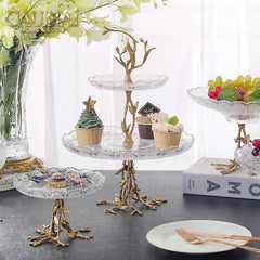 Maison Couture - Đĩa Pha Lê 2 Tầng Thân Cây Đồng Elysian Brasson Branch Indira Atelier 30x42.5-Đĩa Trái Cây-CẬU HAI HOME DECOR