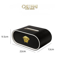 Maison Couture - Hộp Khăn Giấy Da Atélier Noir Leather Orbit Savoire Medusa Édition 13x22 - Noire-HỘP KHĂN GIẤY-CẬU HAI HOME DECOR
