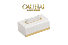 Maison Couture - Hộp Khăn Giấy Royale Blanc Satin Impérial Paon Plumage Tissue Holders-HỘP KHĂN GIẤY-CẬU HAI HOME DECOR