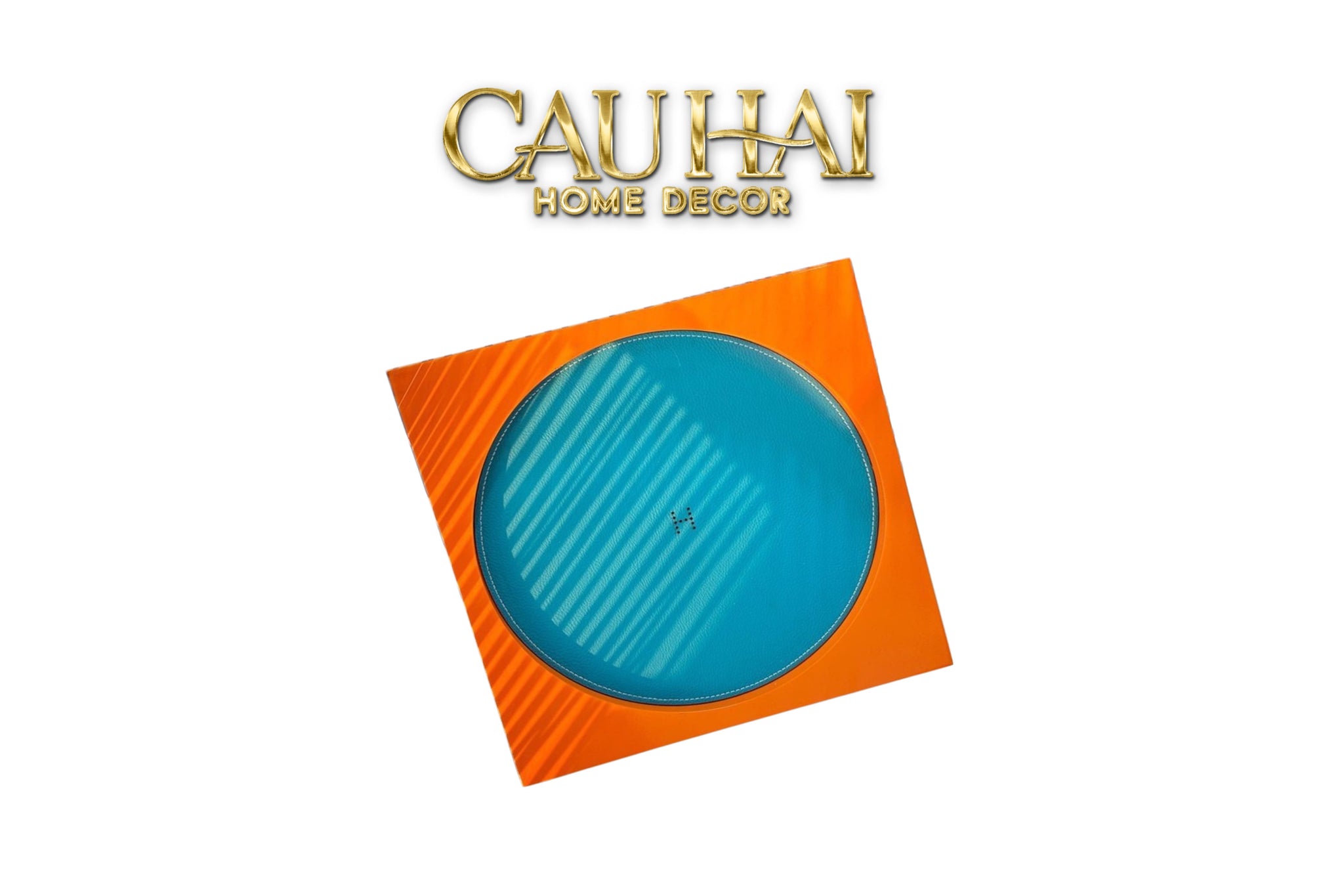 Maison Couture – Khay Vuông Gỗ Da Équinoxe Cyan Helios-KHAY TRANG TRÍ-CẬU HAI HOME DECOR