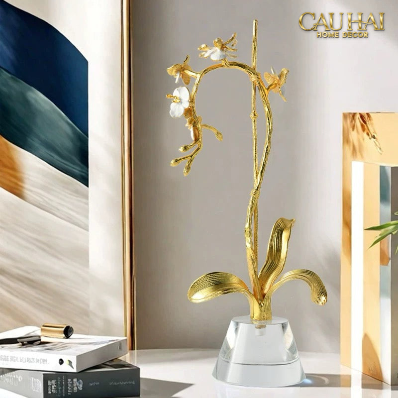 Maison Couture - Set 2 Tượng Kim Điệp Phúc Lâm Haute Orchid Golden Branches H41 / H31-TƯỢNG TRANG TRÍ-CẬU HAI HOME DECOR