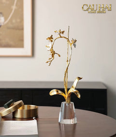 Maison Couture - Set 2 Tượng Kim Điệp Phúc Lâm Haute Orchid Golden Branches H41 / H31-TƯỢNG TRANG TRÍ-CẬU HAI HOME DECOR
