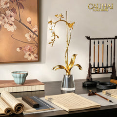Maison Couture - Set 2 Tượng Kim Điệp Phúc Lâm Haute Orchid Golden Branches H41 / H31-TƯỢNG TRANG TRÍ-CẬU HAI HOME DECOR