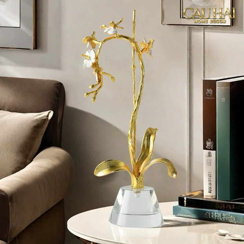 Maison Couture - Set 2 Tượng Kim Điệp Phúc Lâm Haute Orchid Golden Branches H41 / H31-TƯỢNG TRANG TRÍ-CẬU HAI HOME DECOR