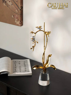 Maison Couture - Set 2 Tượng Kim Điệp Phúc Lâm Haute Orchid Golden Branches H41 / H31-TƯỢNG TRANG TRÍ-CẬU HAI HOME DECOR