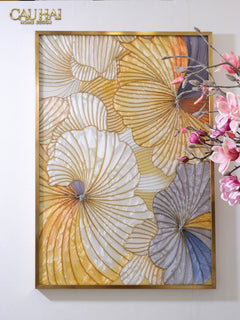 Maison Couture - Tranh Khảm Men Thuỷ Tinh Khung Thủ Công Khung Thép Không Gỉ Gilded Prism Enamel - Ginkgo Era 70x100-TRANH TREO TƯỜNG-CẬU HAI HOME DECOR